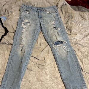 American Eagle Outfitters Light Blue Distressed Skinny Jeans